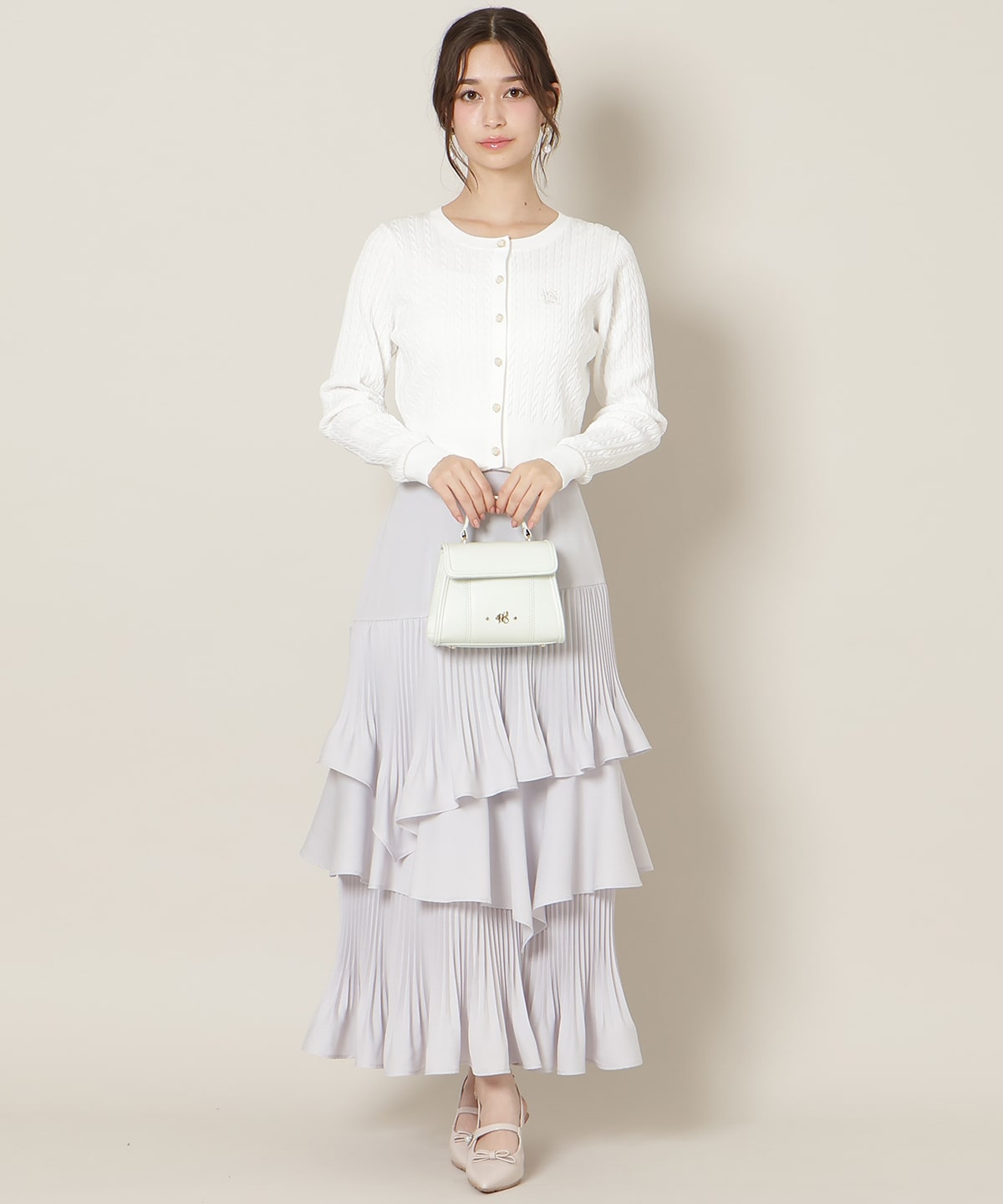 プリーツシフォンティアードスカート