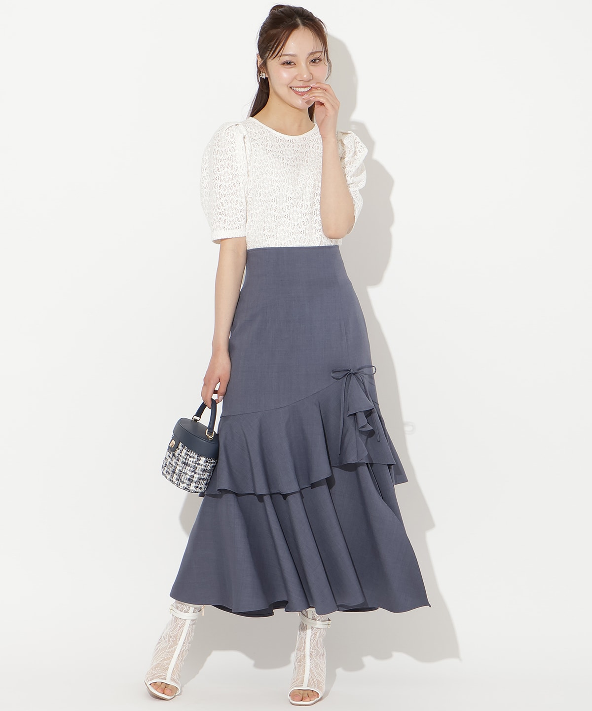 スリットデザインラッフルリボンスカート