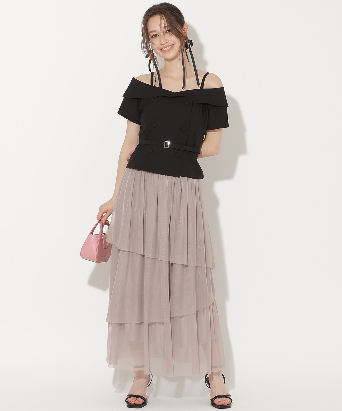 アシメティアードチュールスカート