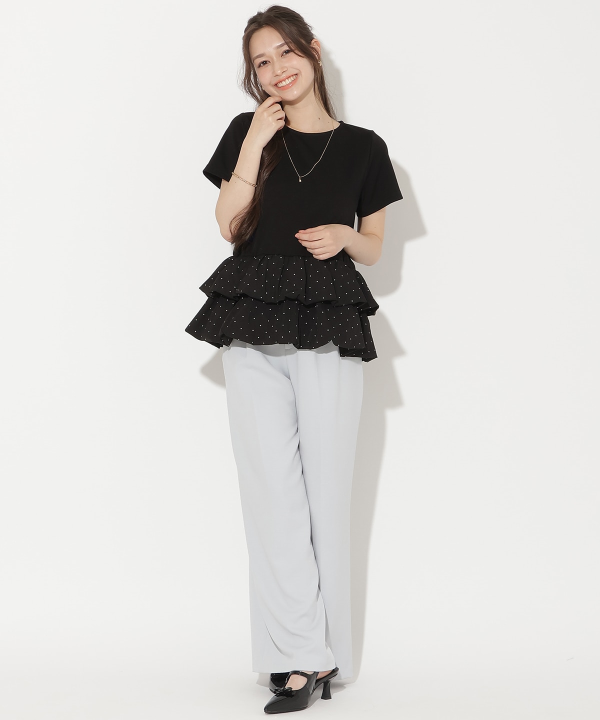 ダブルタックワイドパンツ