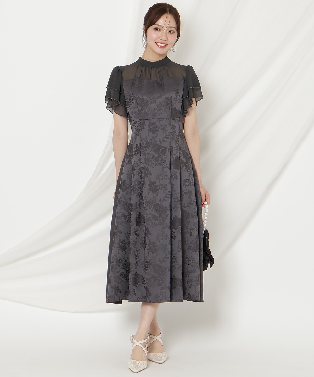 ジャガードタックフレアワンピース