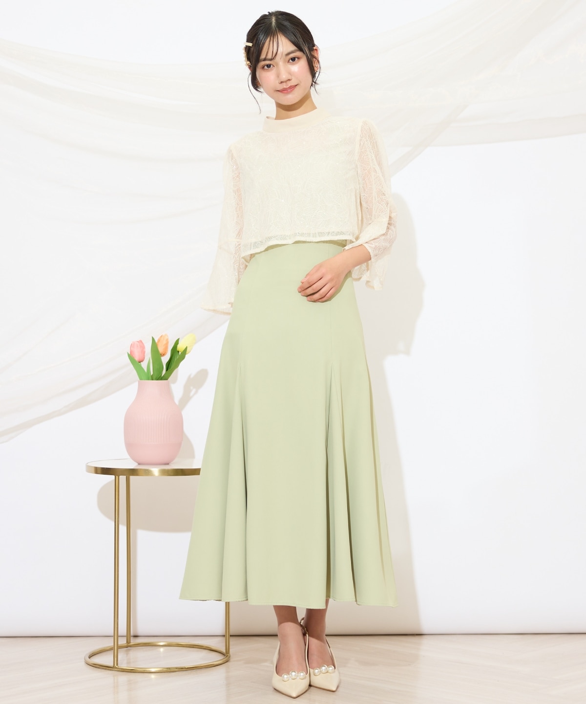 バックレースアップワンピース