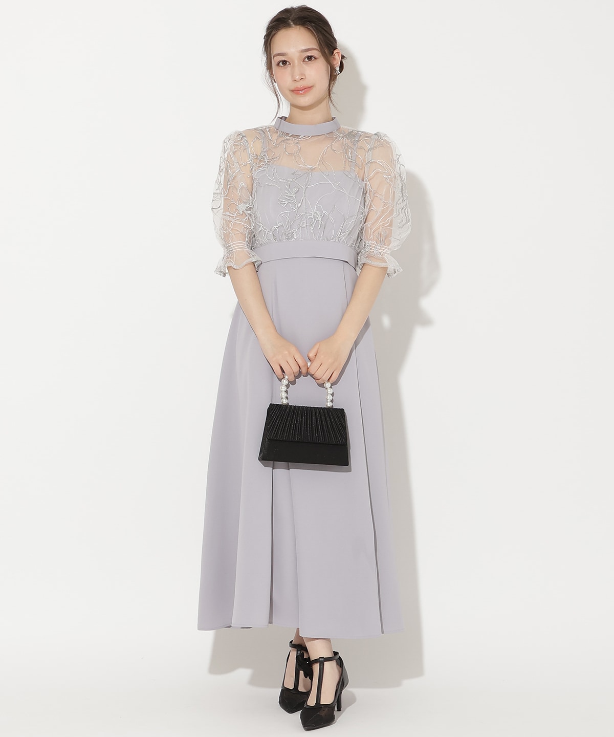 バックウエストリボンブラウス×フレアキャミワンピース