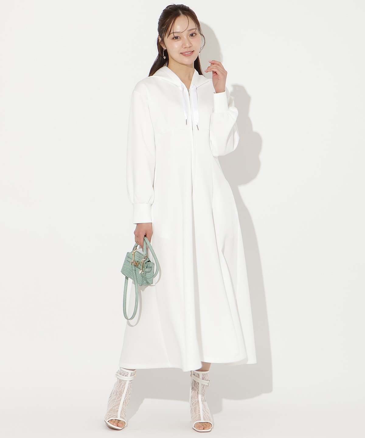 【2/27(fri)20時発売】ハイウエスト切替パーカーワンピース