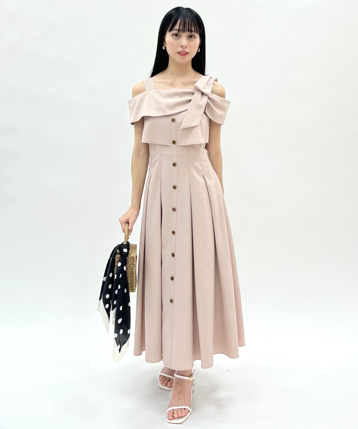 アシメリボンレイヤードワンピース