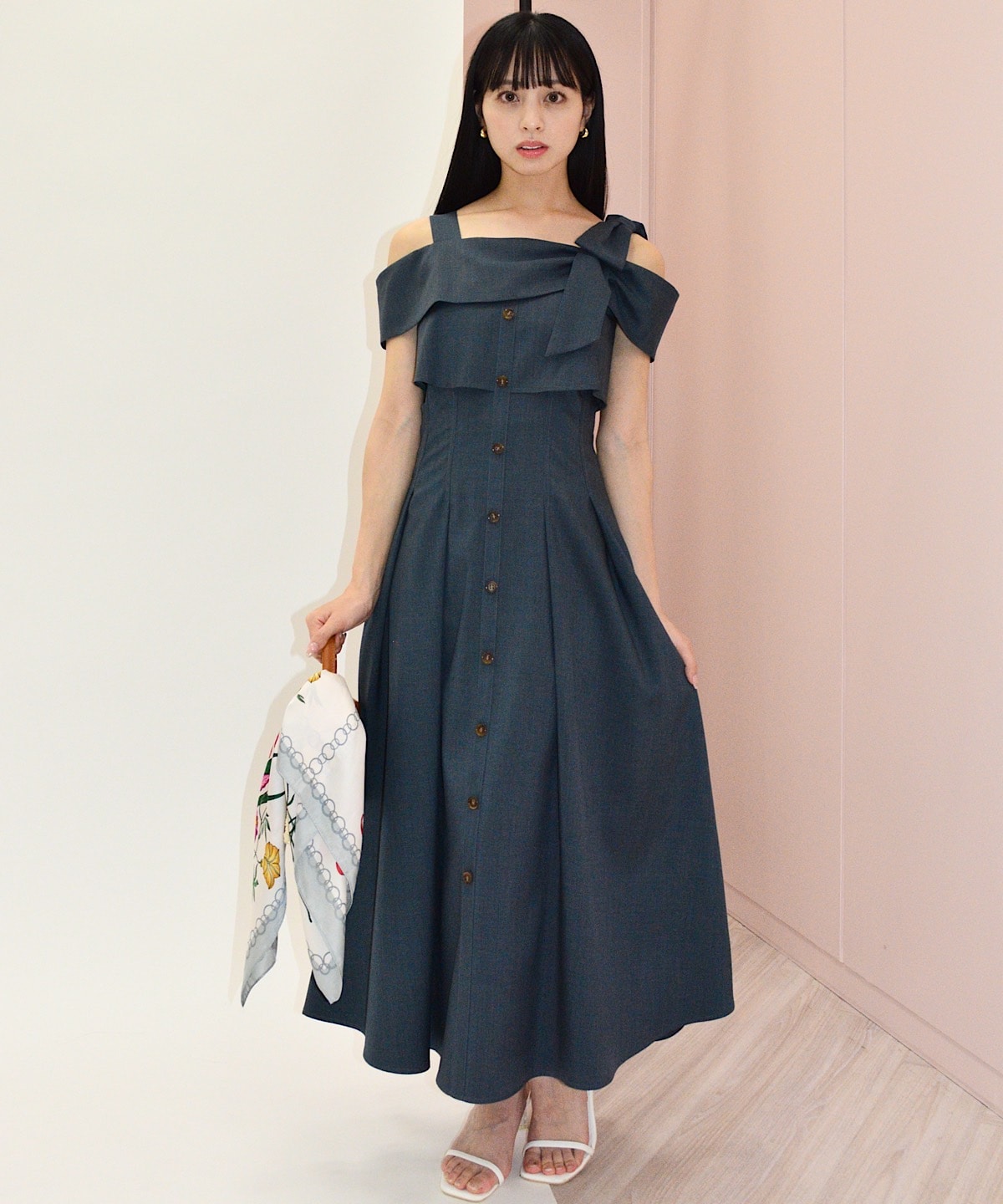 アシメリボンレイヤードワンピース