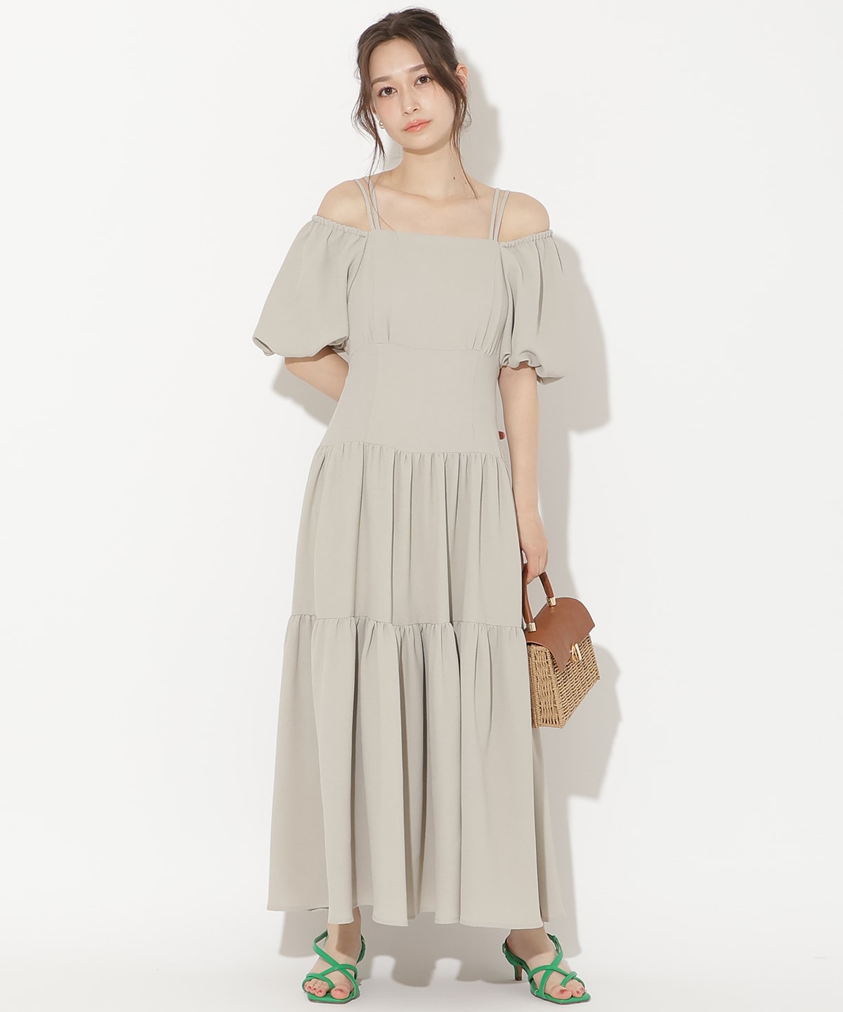 2WAYスリーブティアードワンピース