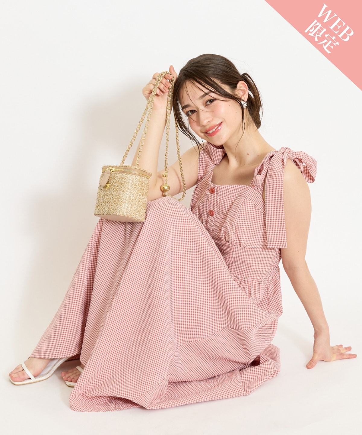 【4/24(fri)10時予約開始】リボンショルダーギャザーワンピース