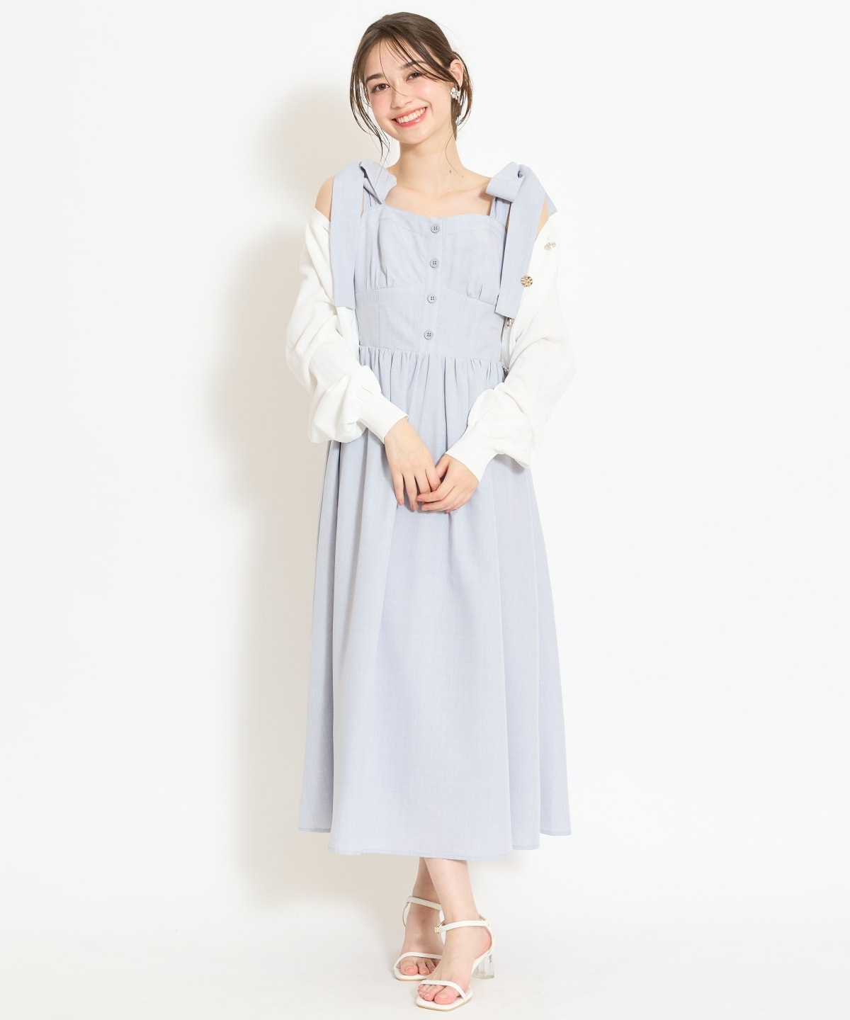 【4/24(fri)10時予約開始】リボンショルダーギャザーワンピース