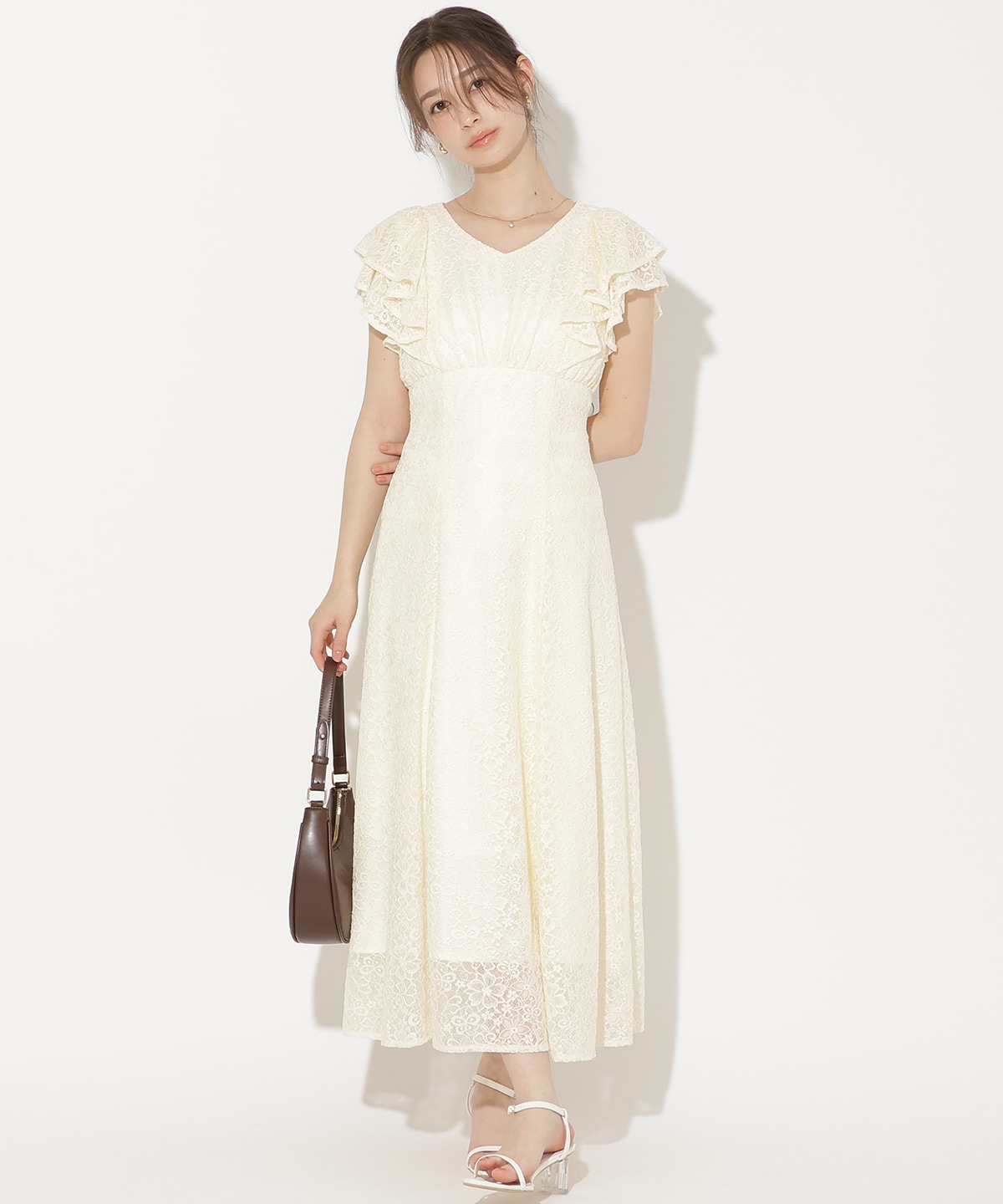 フリルスリーブフレアワンピース