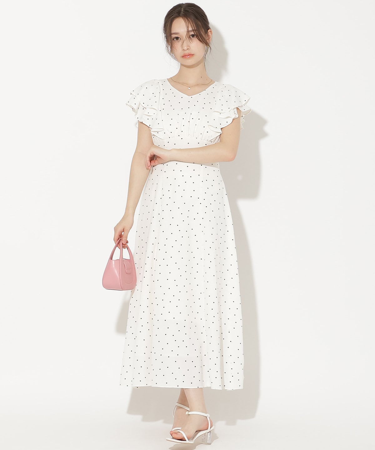 フリルスリーブフレアワンピース