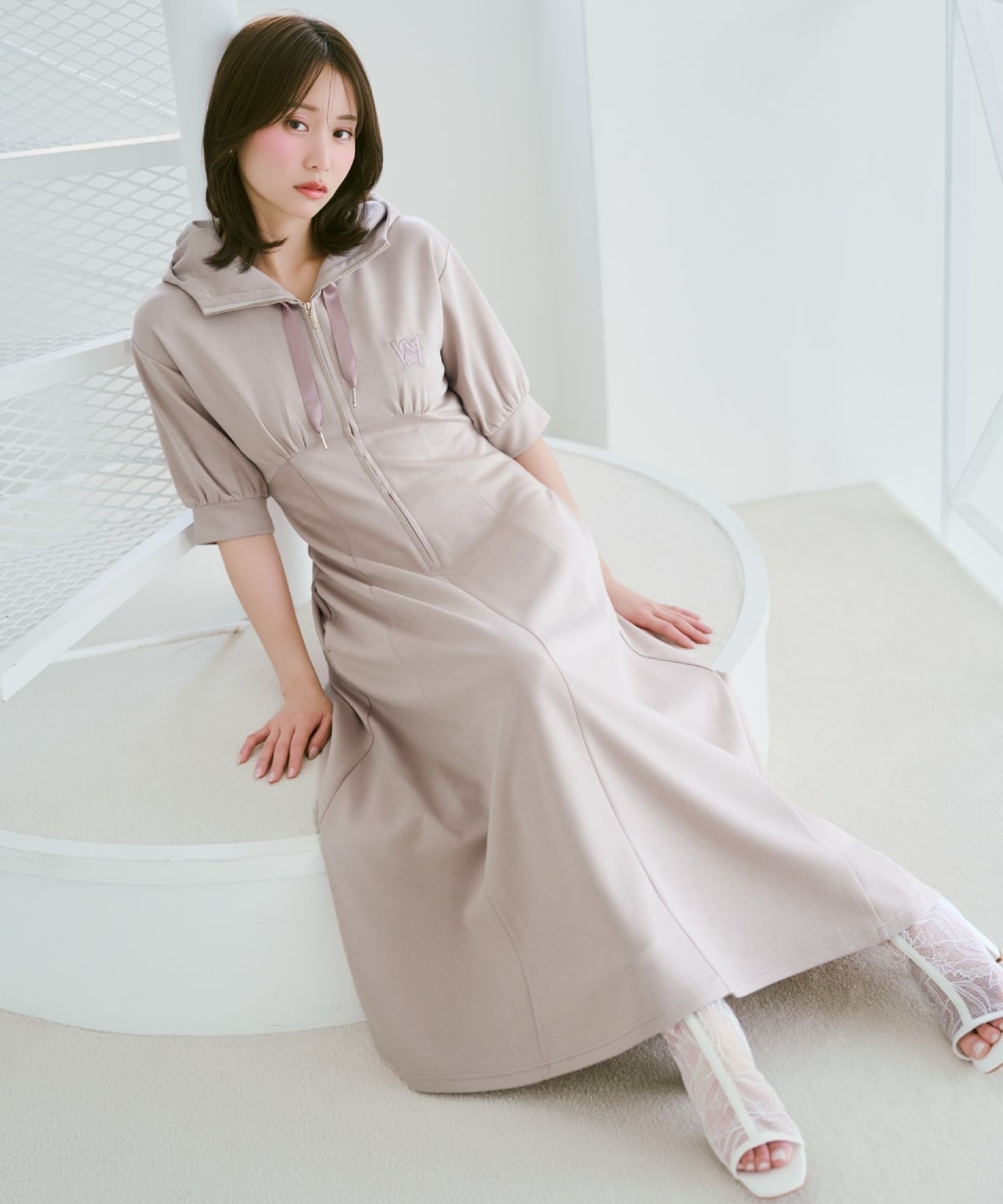 【5/14(thu)10時発売】ハイウエスト切替パーカーワンピース