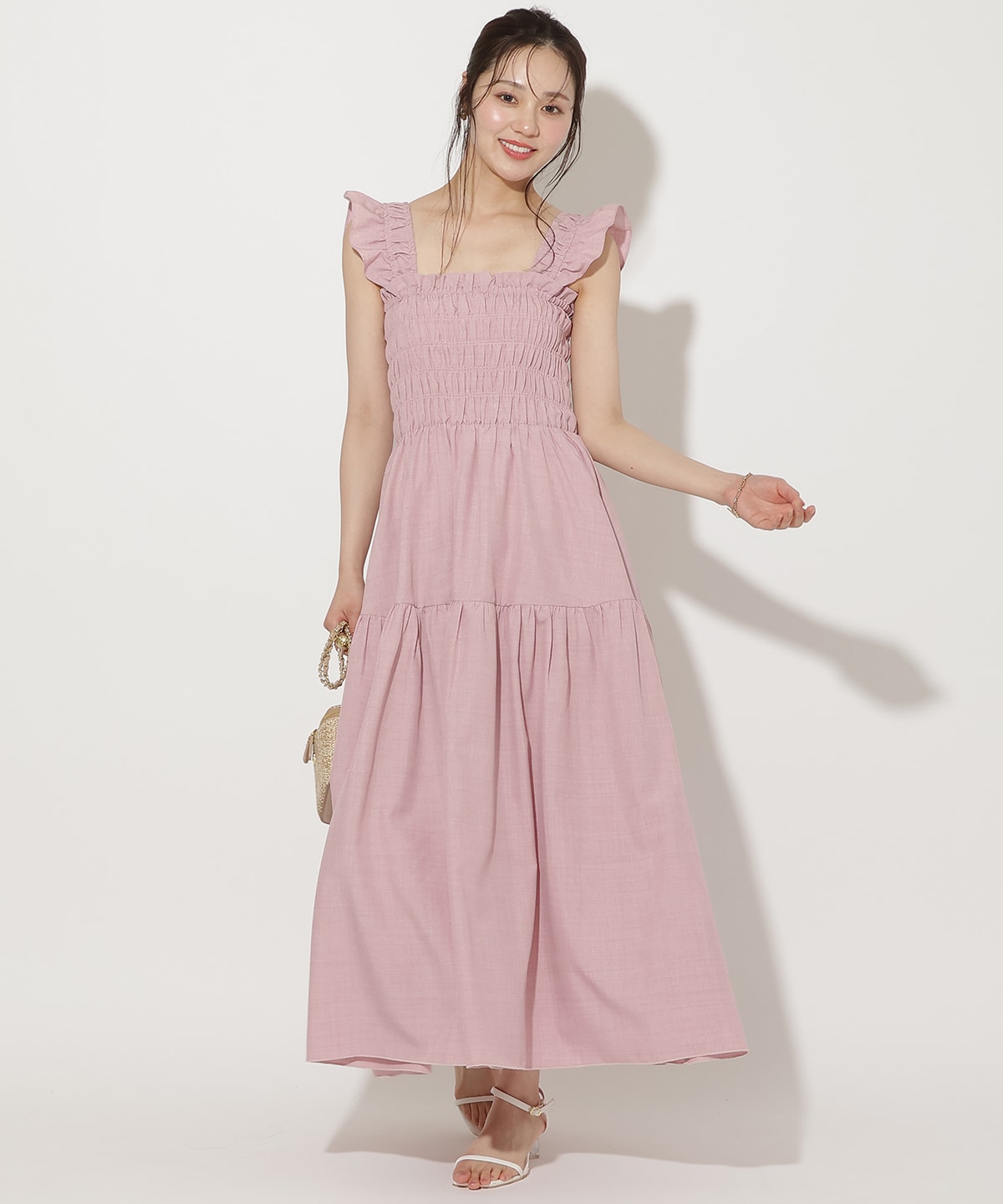 【6/26(fri)10時発売】フリルショルダーシャーリングティアードワンピース