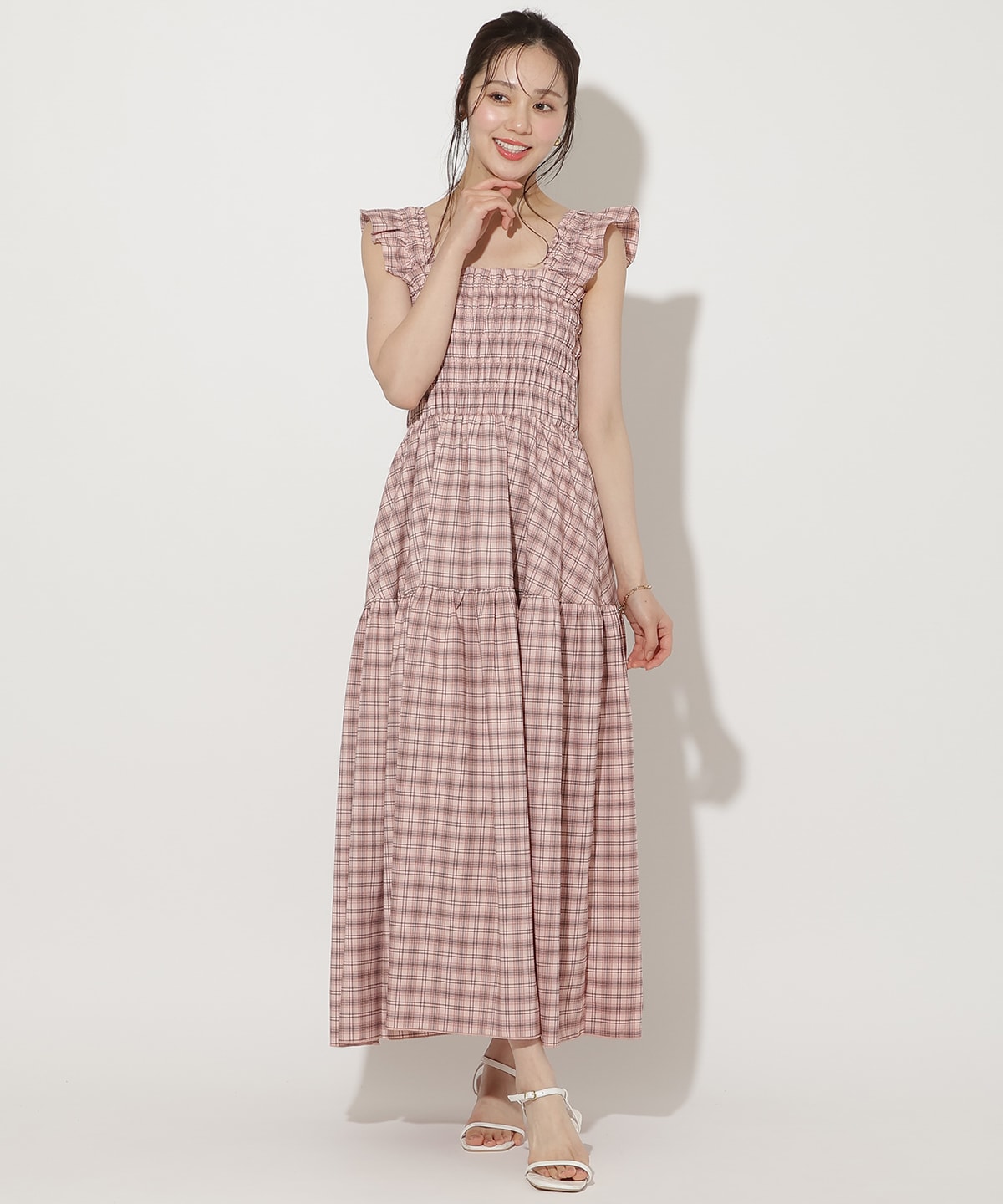 【6/26(fri)10時発売】フリルショルダーシャーリングティアードワンピース