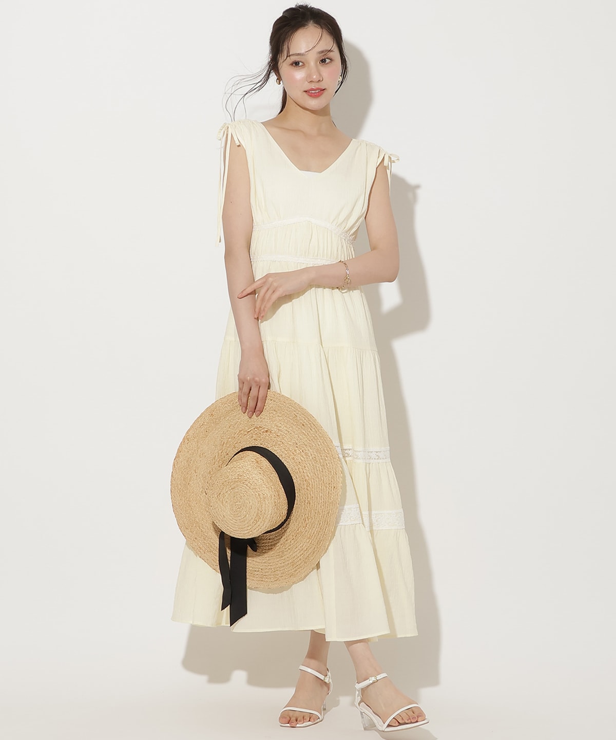 【6/11(thu)10時発売】ドロストショルダーティアードワンピース