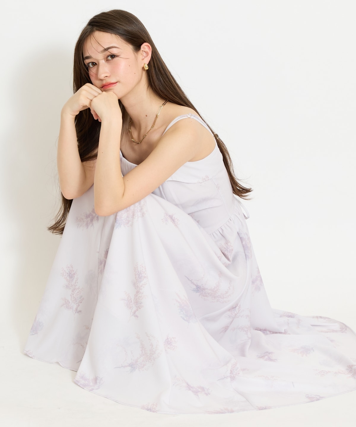 ミモザプリントキャミワンピース