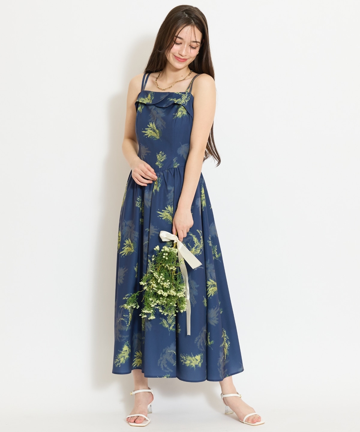 ミモザプリントキャミワンピース