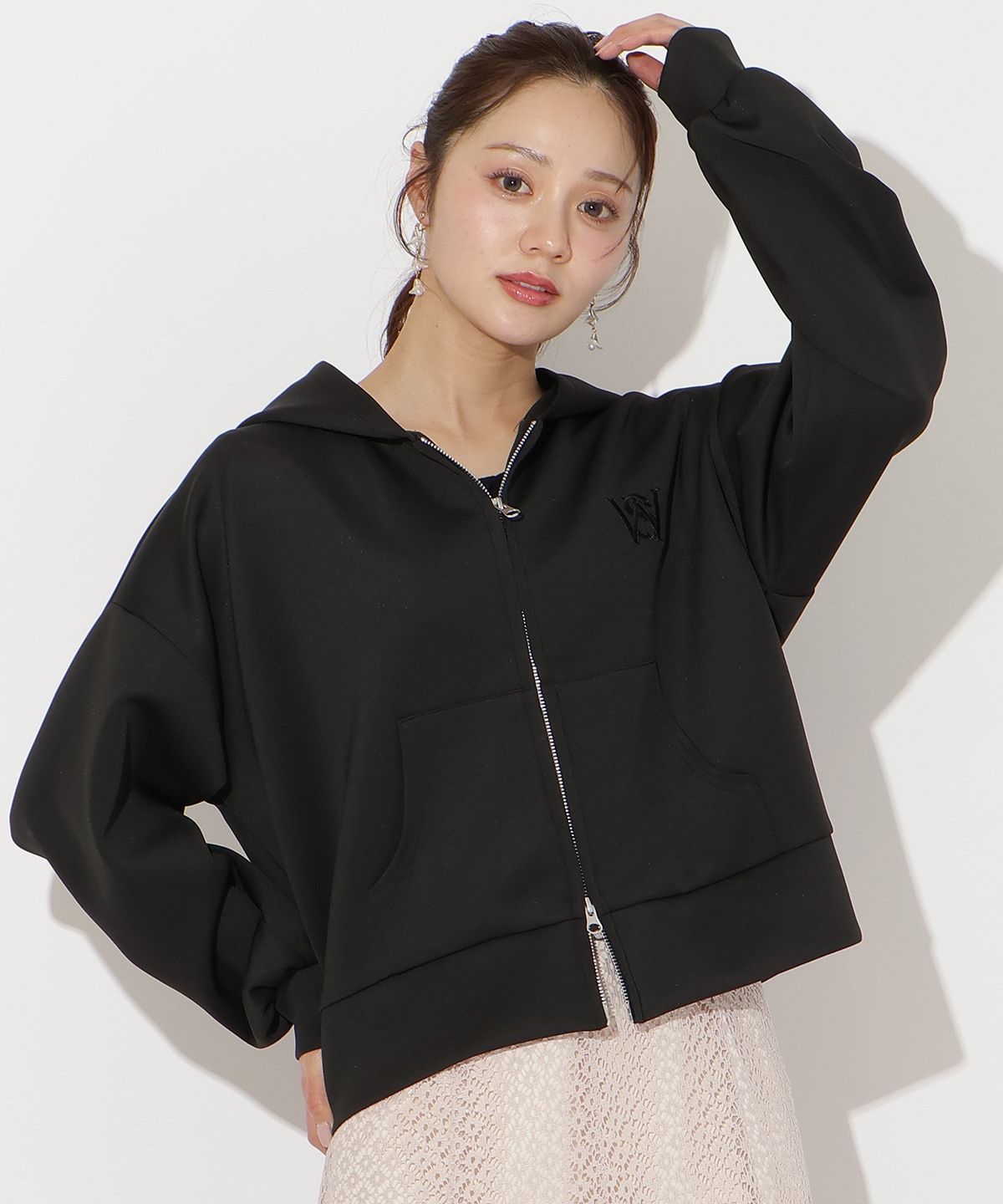 ダブルZIPオーバーサイズパーカー