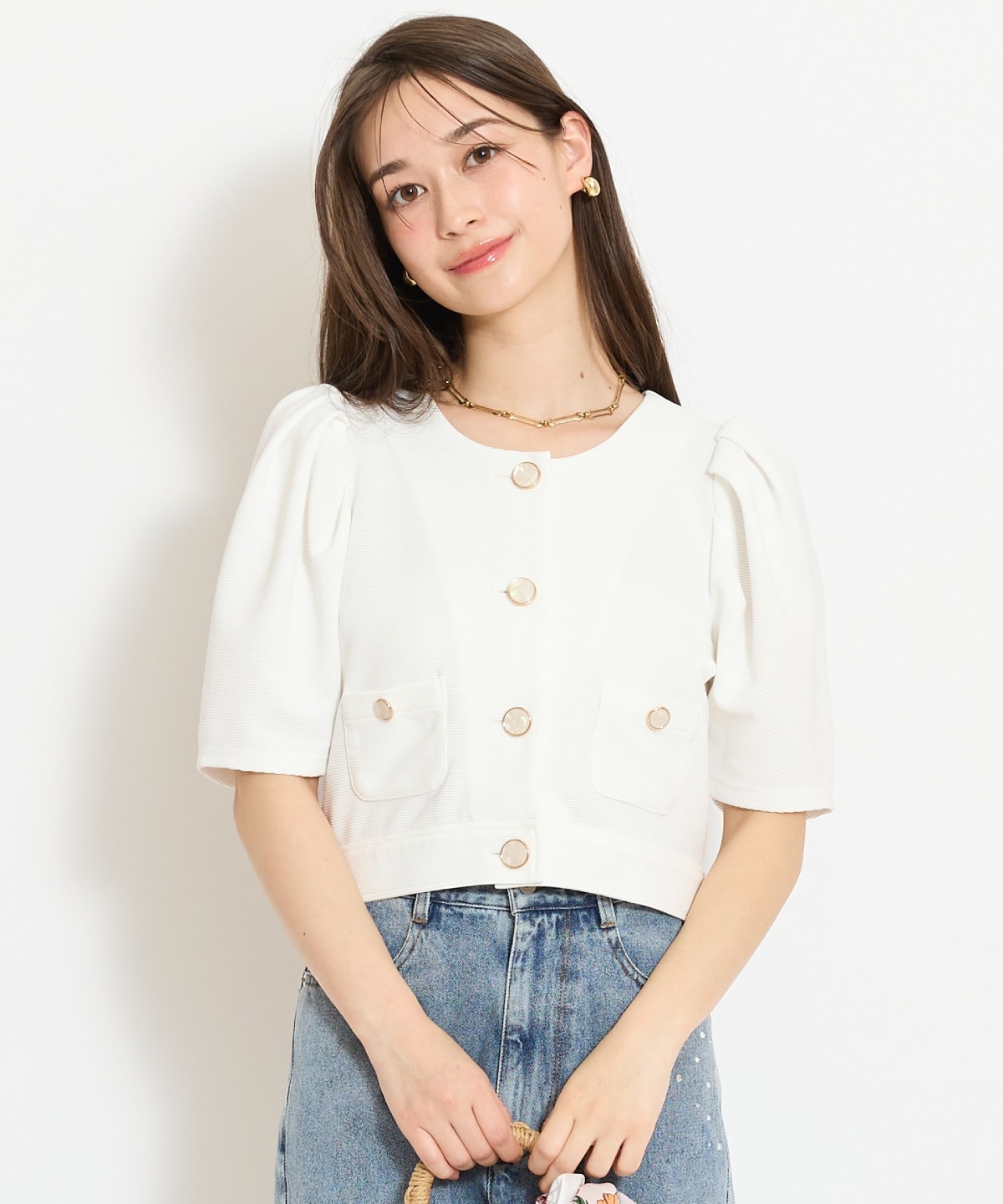 ノーカラーポンチジャケット