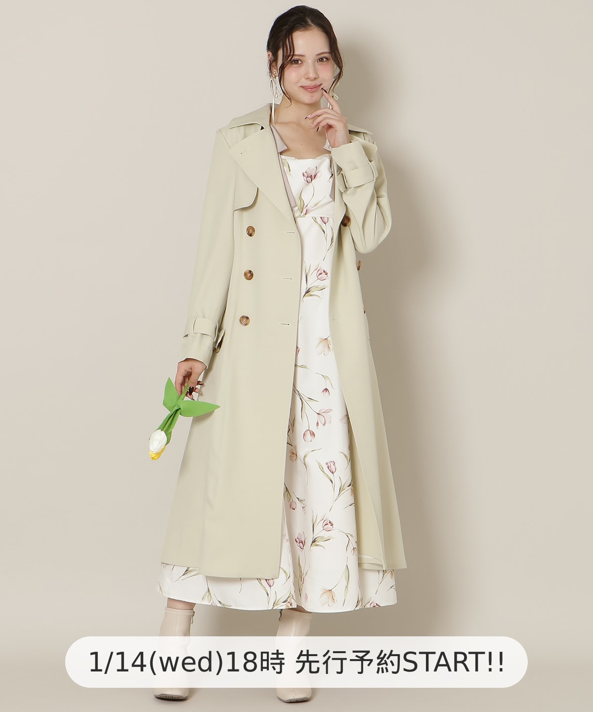 【1/14(wed)18時先行予約開始 】オリジナルフレアトレンチコート
