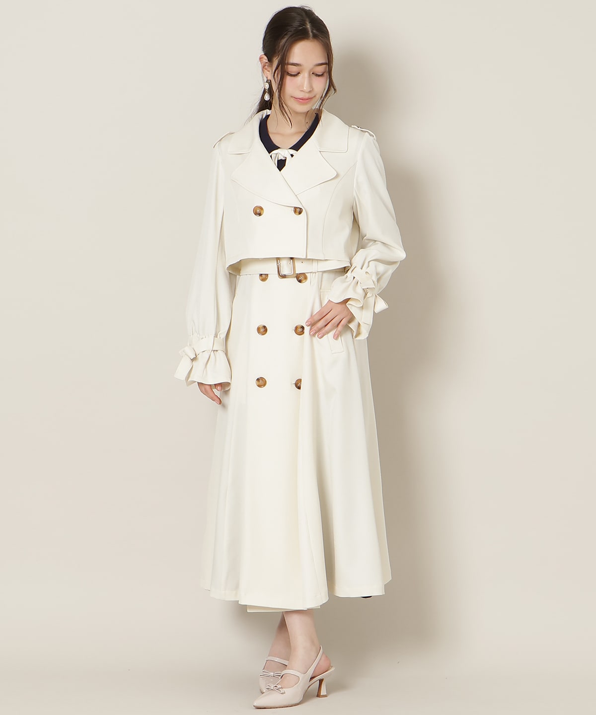 リボンスリーブ3WAYトレンチコート