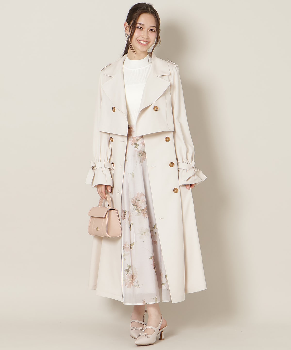 リボンスリーブ3WAYトレンチコート