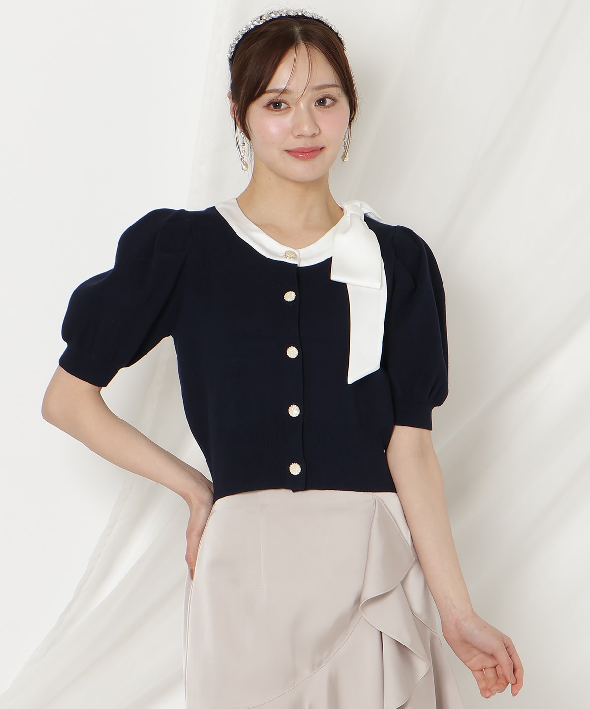 【2/27(fri)発売】リボンパフカーディガン