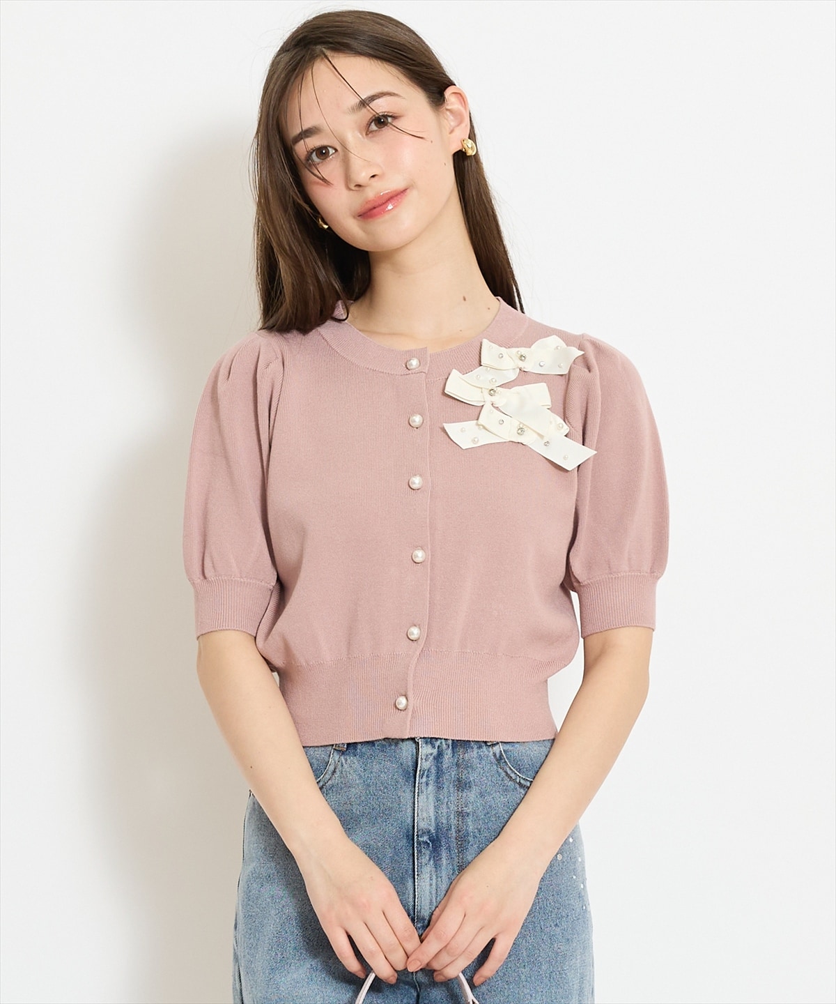 リボンデコレーションカーディガン