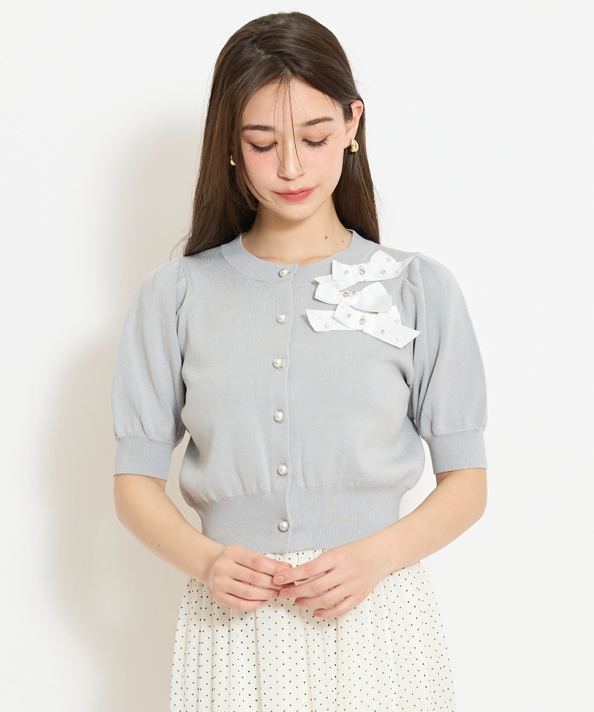 リボンデコレーションカーディガン