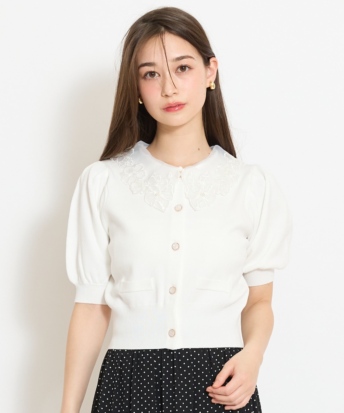 シアーレースカラーカーディガン