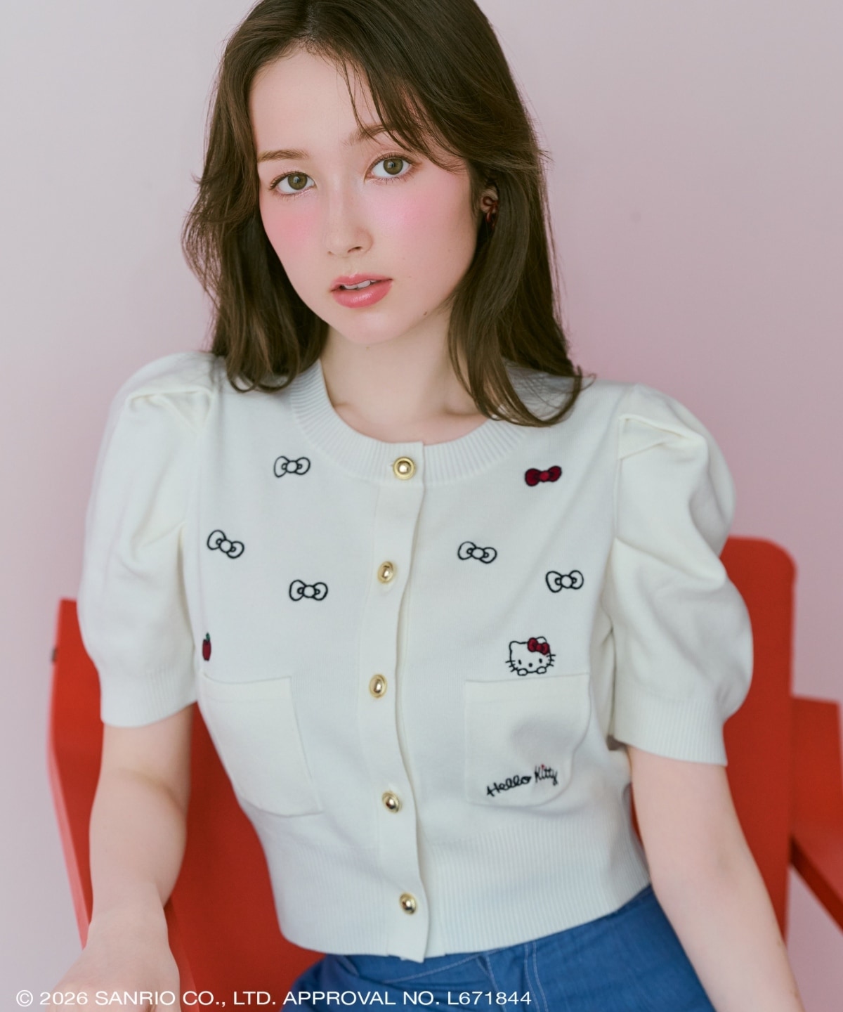 WILLSELECTION×HELLO KITTY 刺繍ニットカーディガン