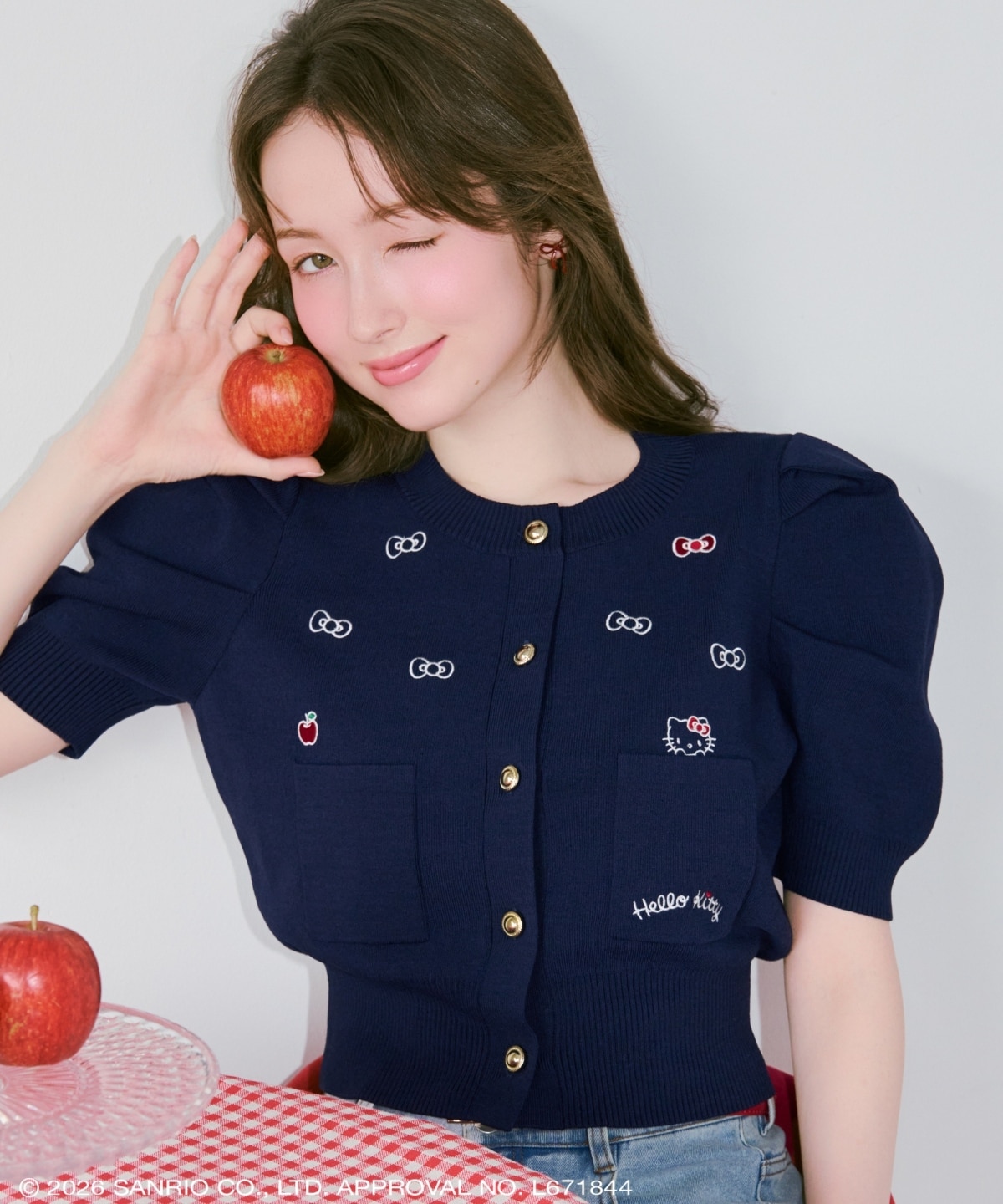 【7/16(thu)10時予約開始】WILLSELECTION×HELLO KITTY 刺繍ニットカーディガン