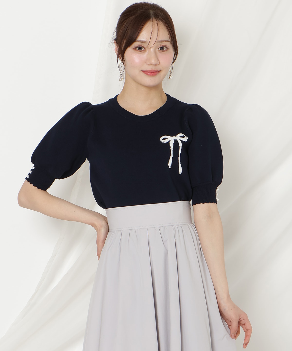 【2/27(fri)発売】リボンジャガードパフニット