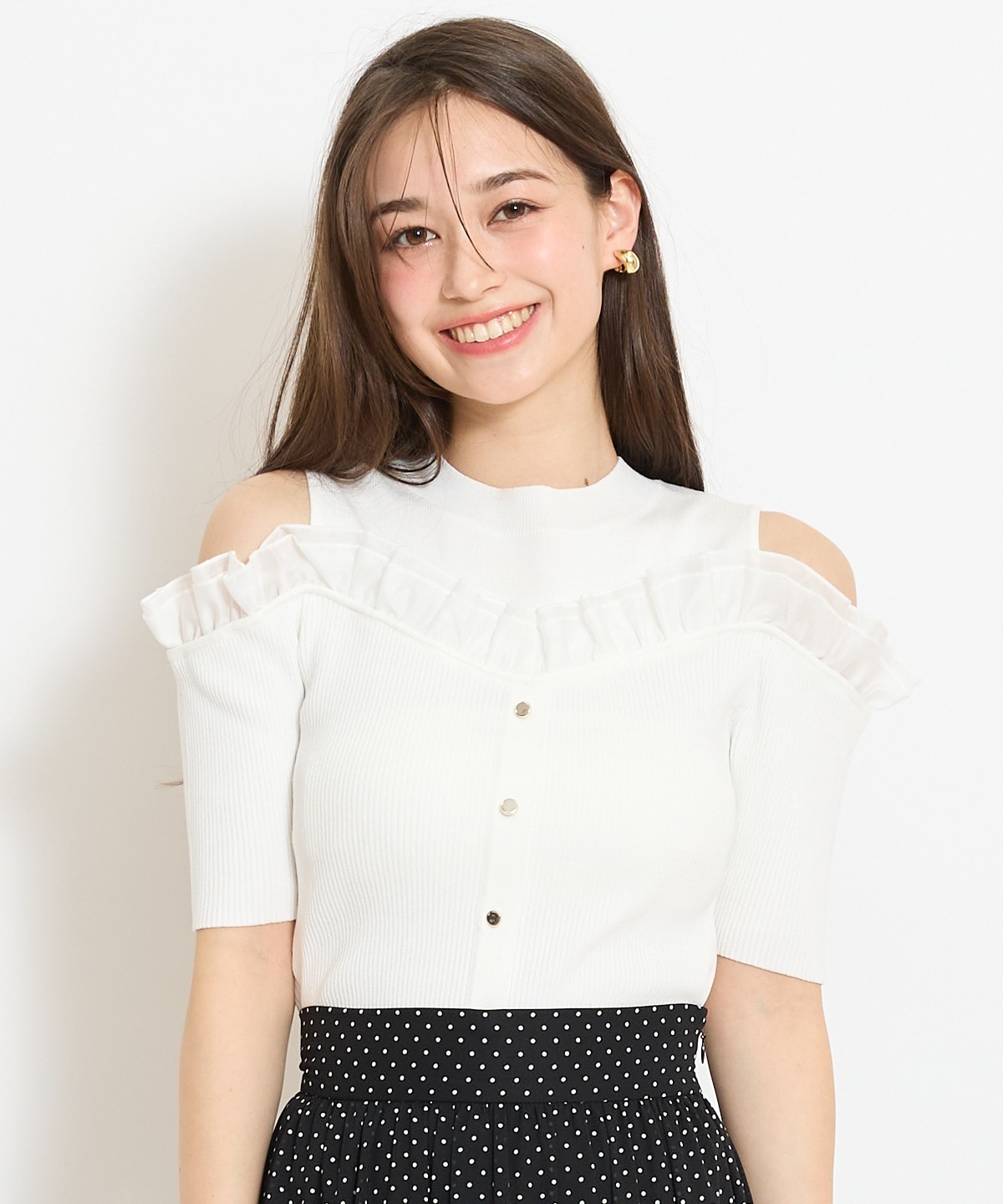 フリルレイヤードリブニット