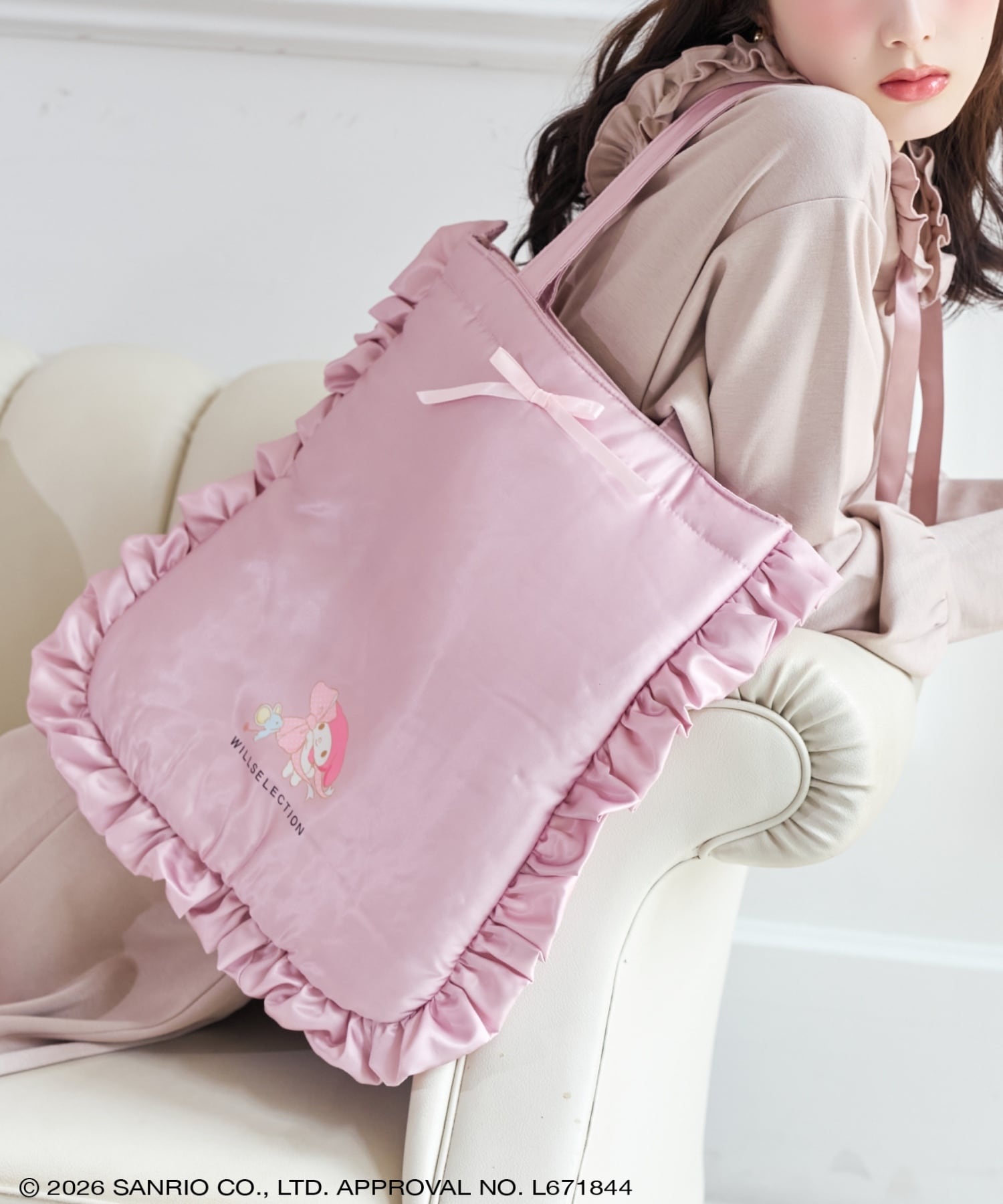 【9/17(thu)10時発売】WILLSELECTION×マイメロディ&クロミ サテンフリルトートバッグ
