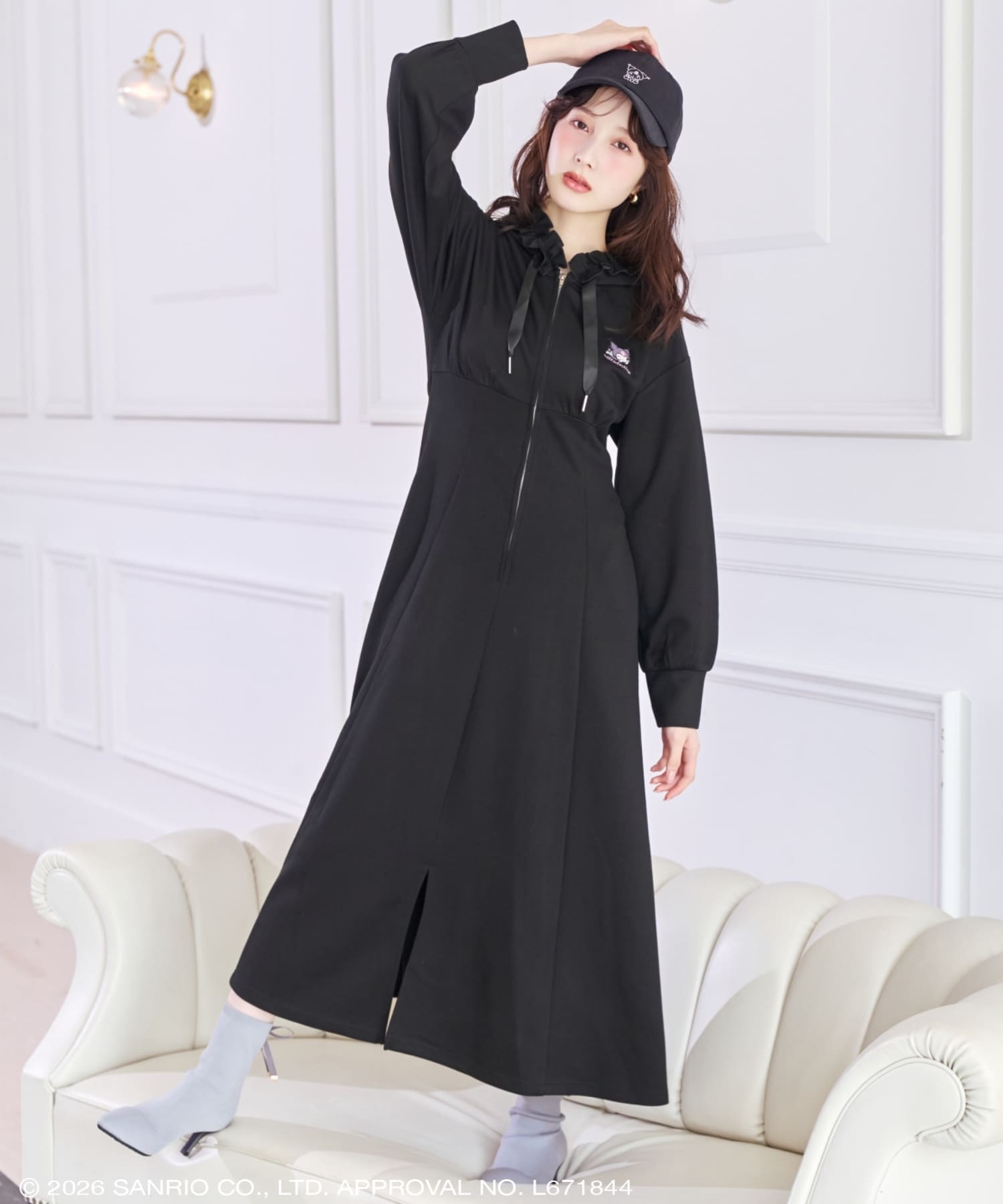 【9/17(thu)10時発売】WILLSELECTION×マイメロディ&クロミ 刺繍フリルフードパーカーワンピース