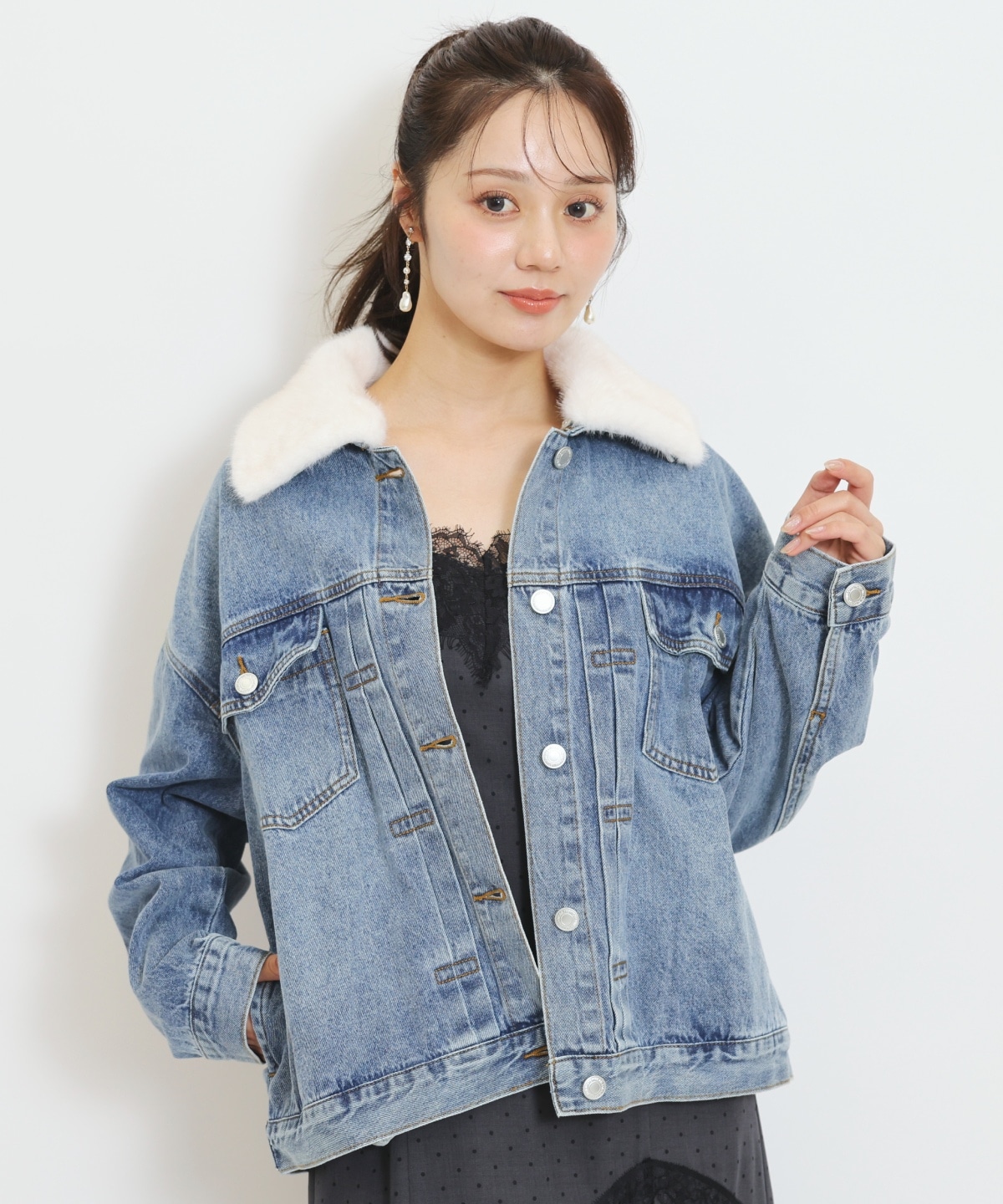 【8/7(fri)20時予約開始】ファーティペットオーバーサイズデニムジャケット