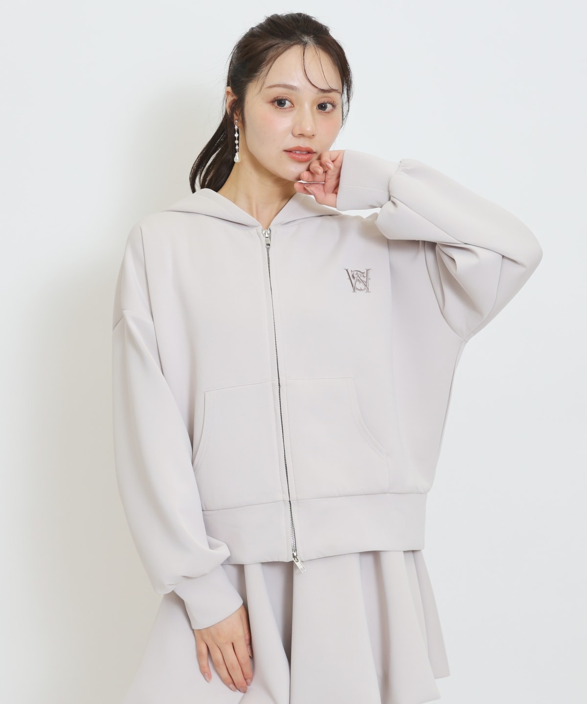 【セットアップ対応】ロゴ刺繍オーバーサイズフーディ
