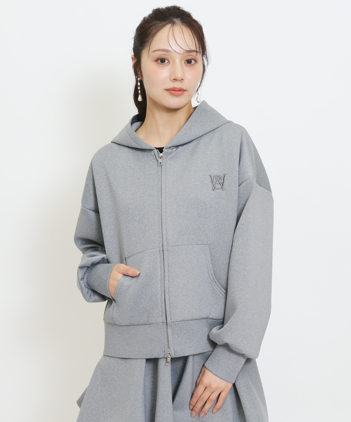 【セットアップ対応】ロゴ刺繍オーバーサイズフーディ