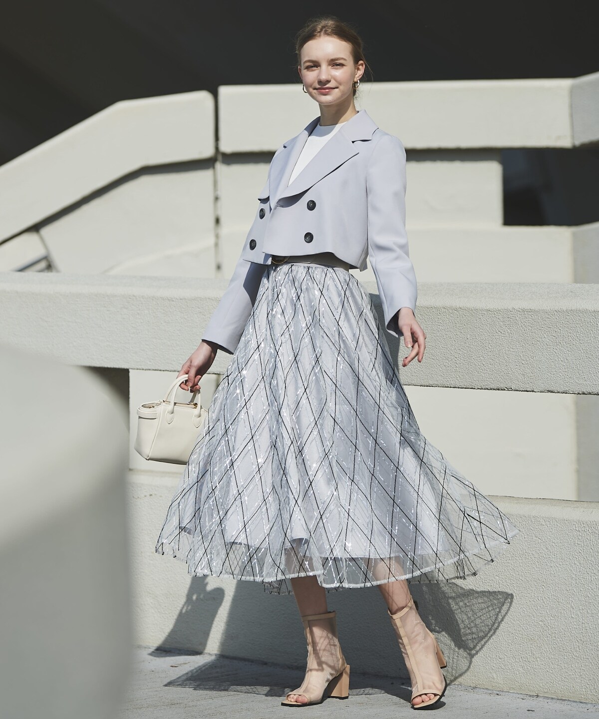 ウエストリブスパンコール刺繍スカート