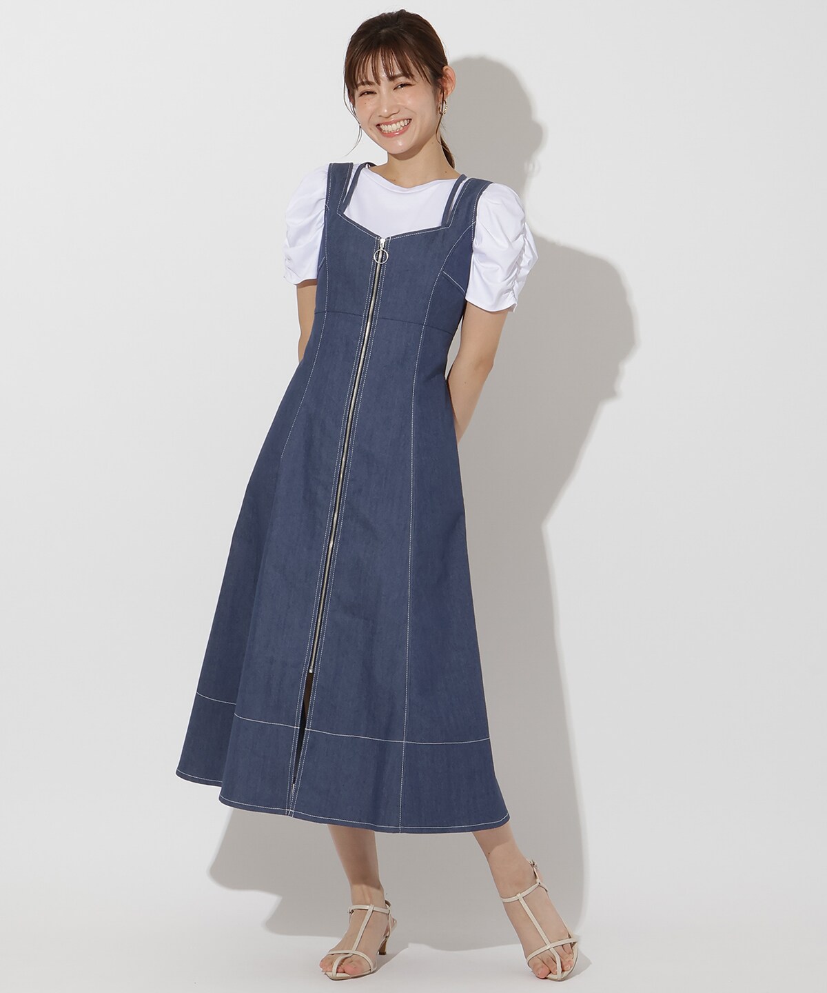 袖ギャザーTシャツ＋ジップジャンスカ(F ブルー): And Couture｜公式  