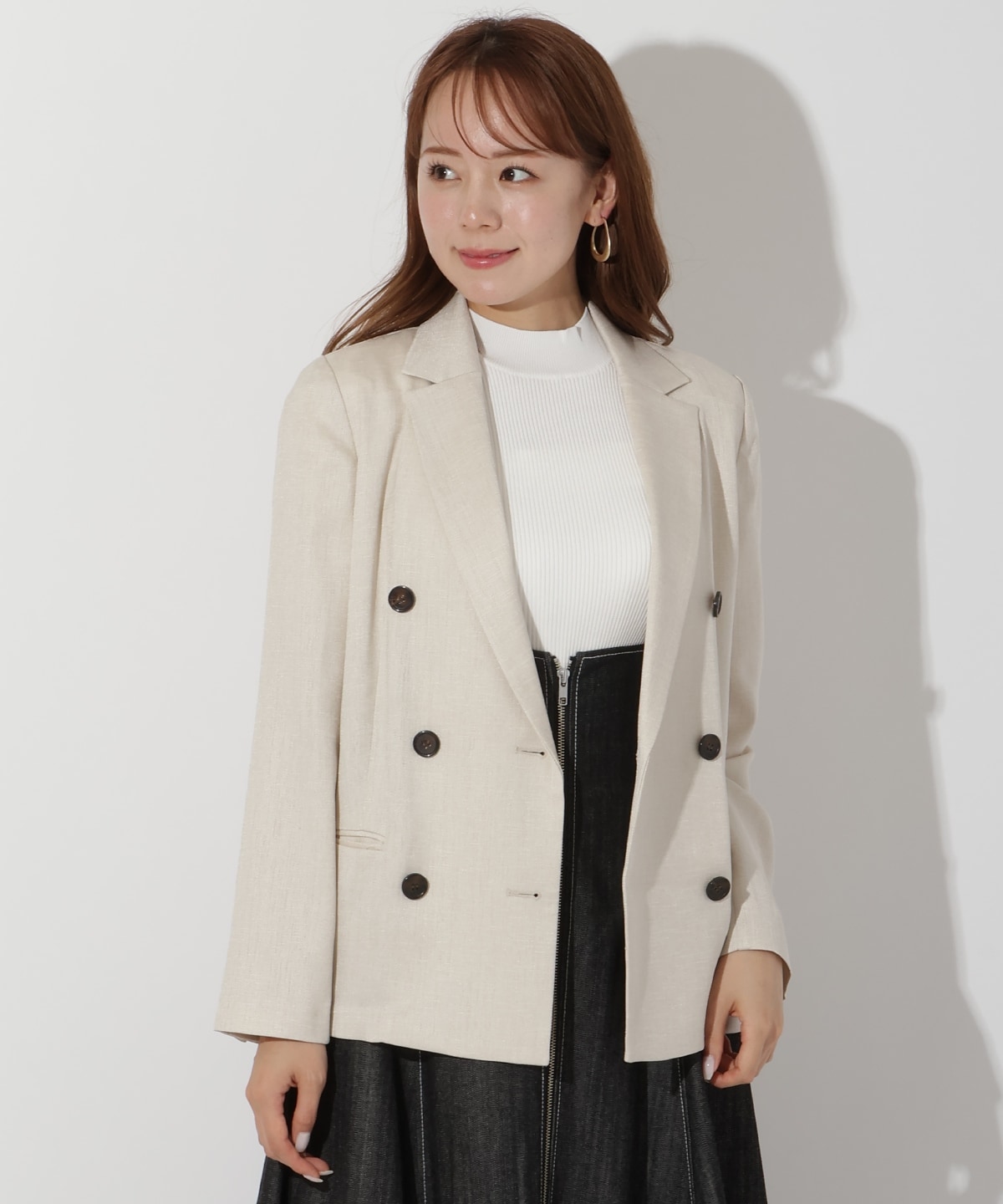 麻調テーラードジャケット