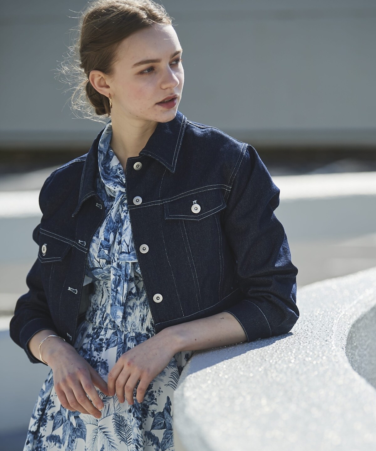 クロップドデニムジャケット◆