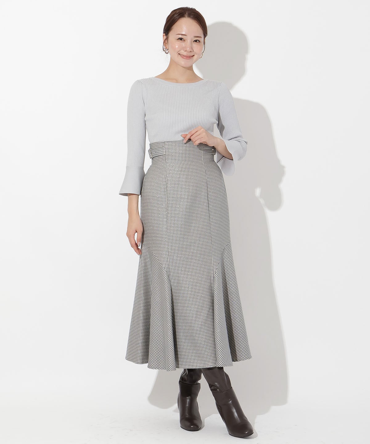 新品AndCouture 襟付きニット.千鳥格子 スカート( しあがる 2点SET ) 新品AndCouture 襟付きニット.千鳥格子 スカート( しあがる 2点SET )