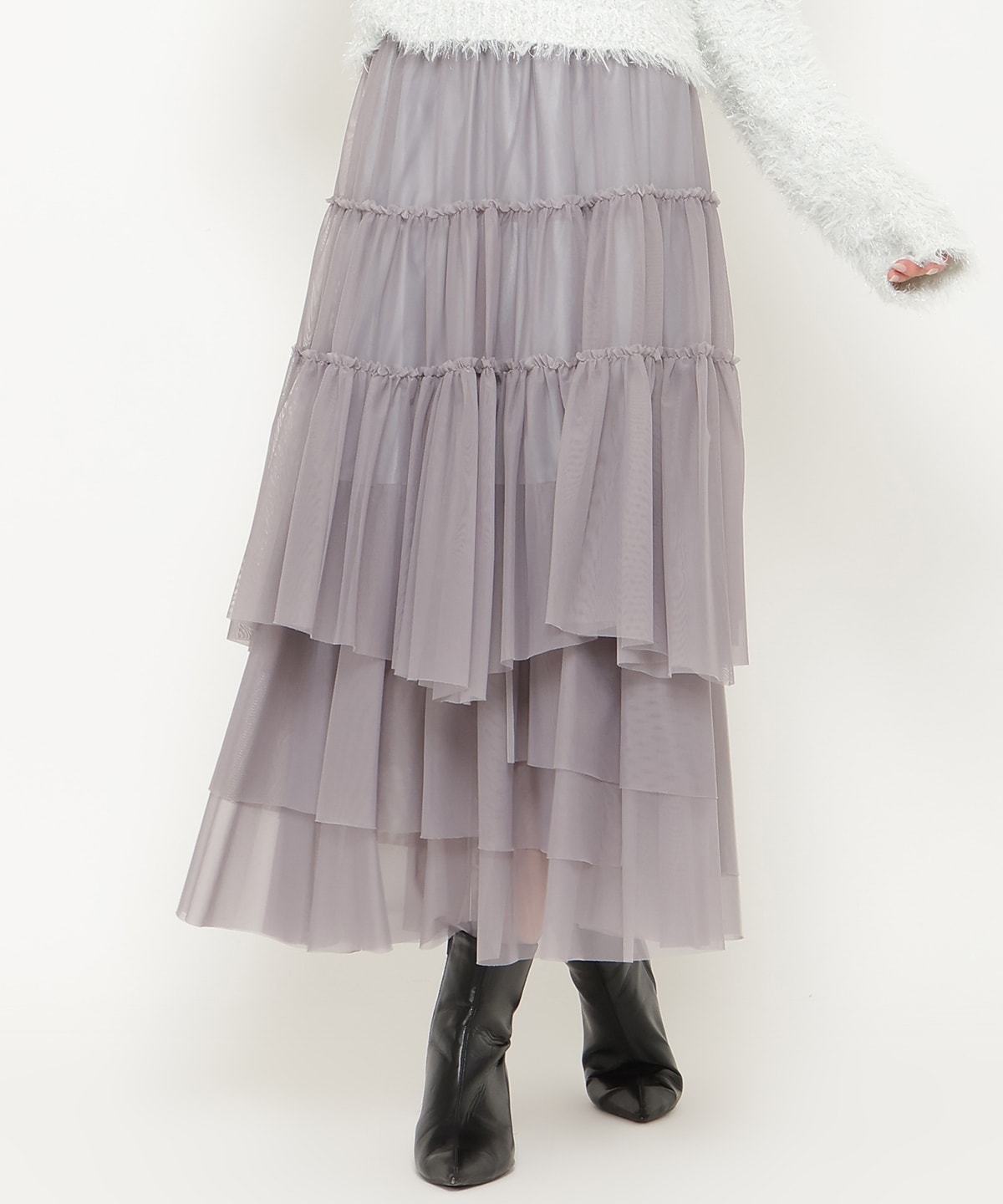 ランダムティアードチュールスカート(F ベージュ): AND COUTURE - スカート