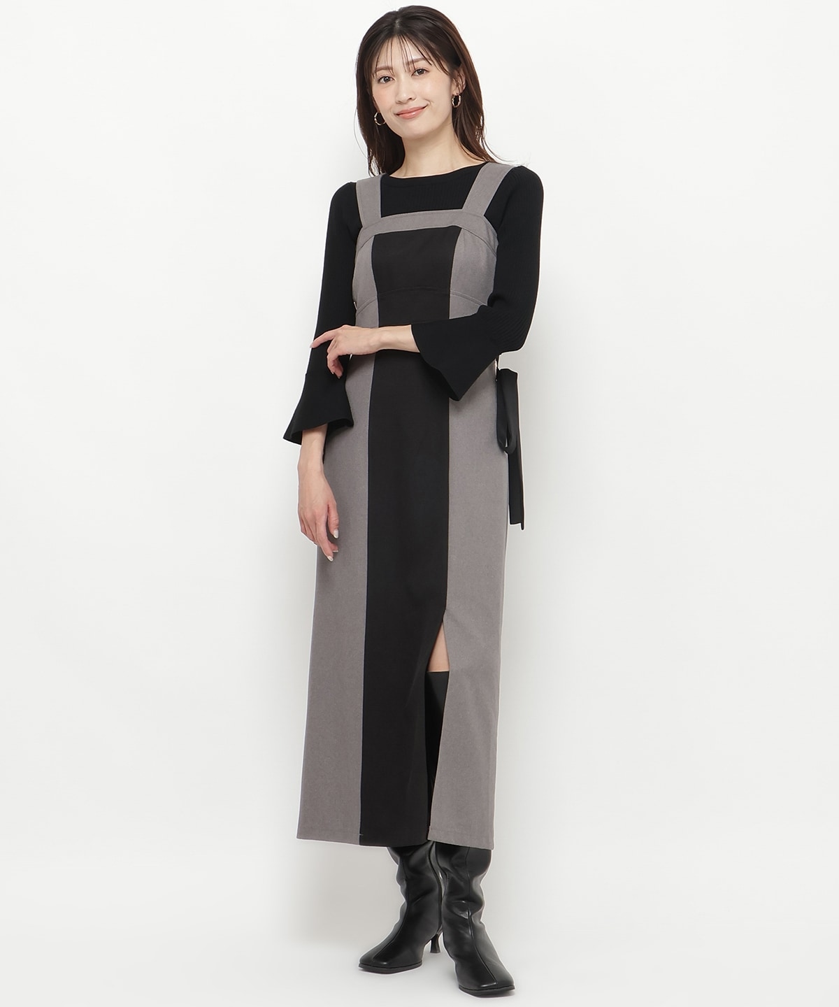 サイドリボン配色ジャンスカ