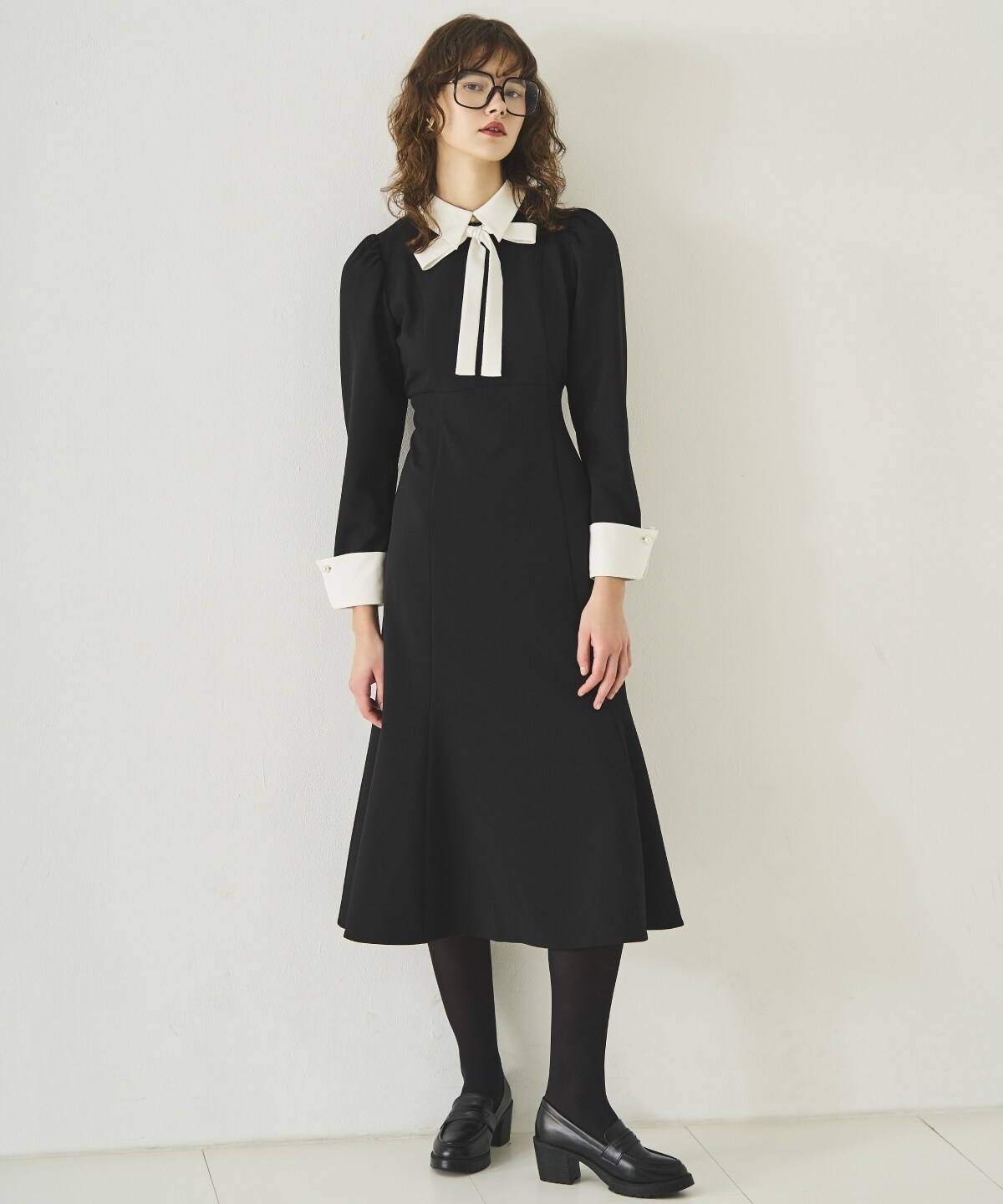 配色襟レディワンピース