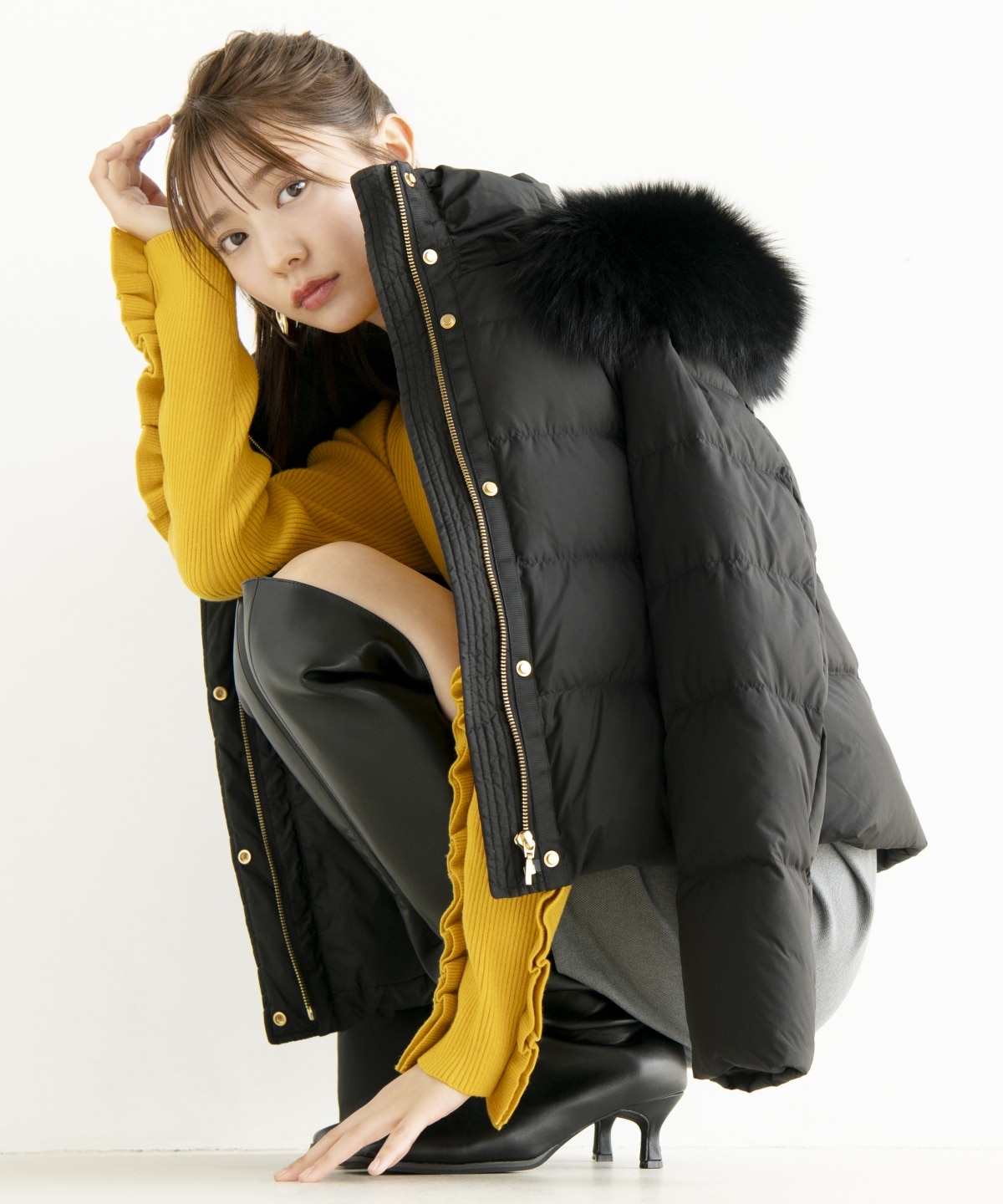 FOXファー付きショートダウン