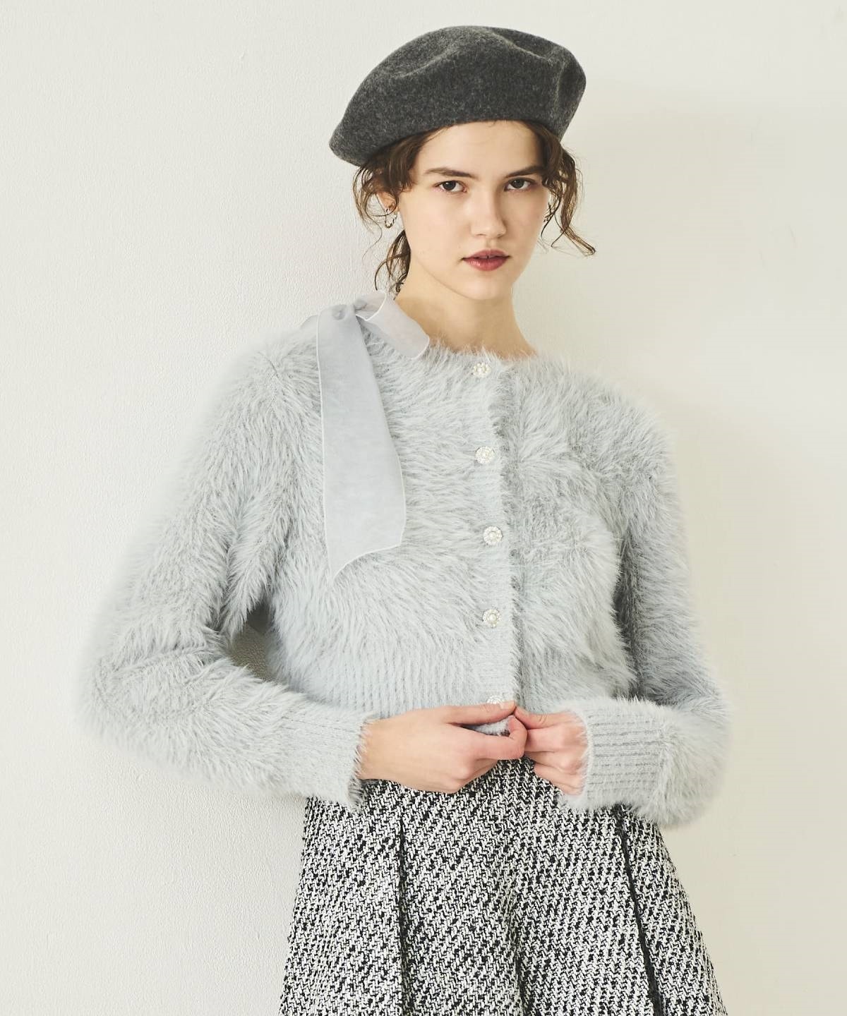 2wayシャギーニットカーディガン