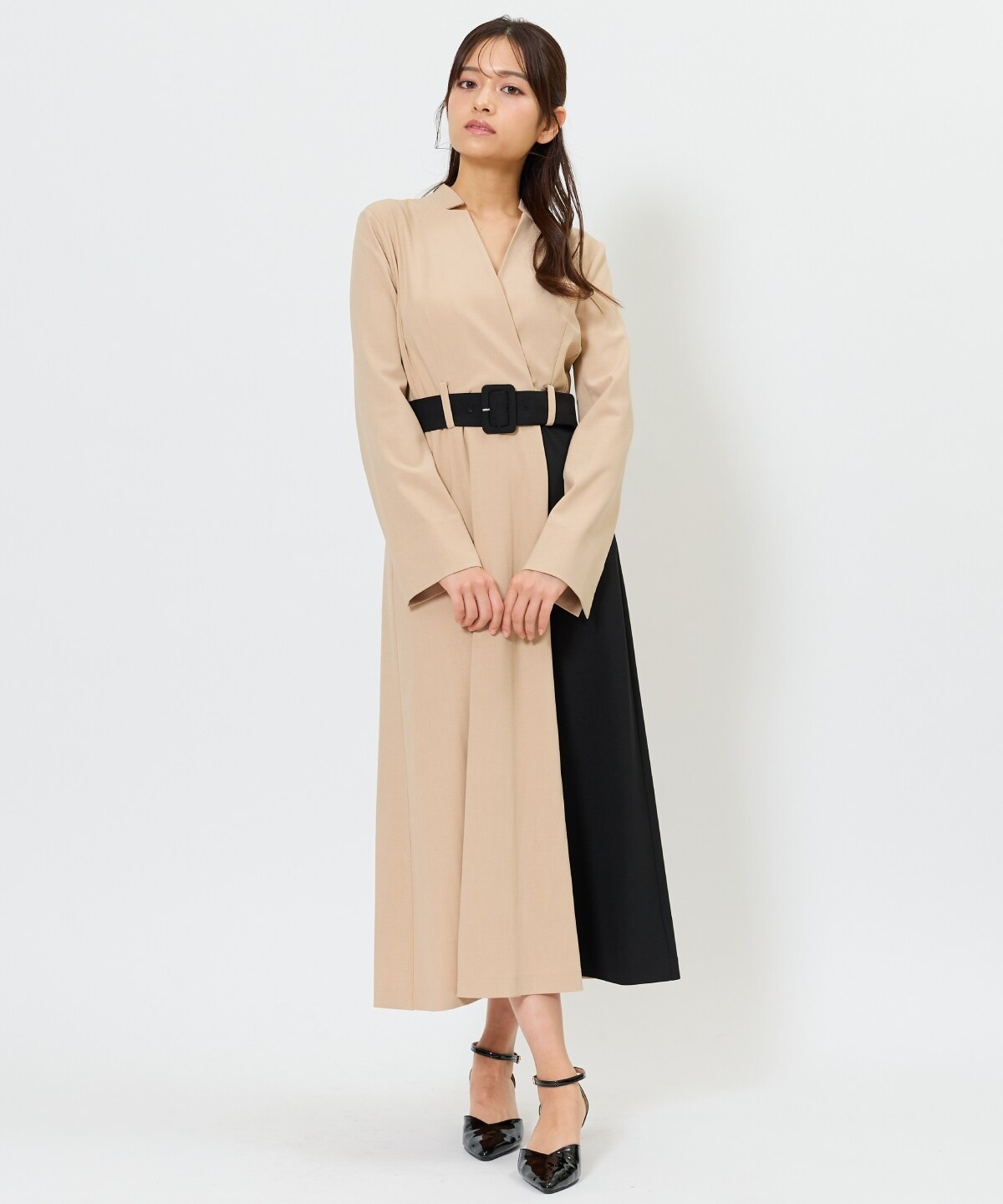 アンドクチュール バイカラーカシュクールワンピース バイカラーカシュクールワンピース(F ベージュ): AND COUTURE｜公式